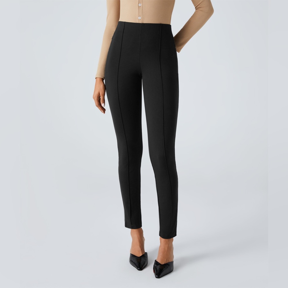 HALARA Black High-Waisted Trousers side zip